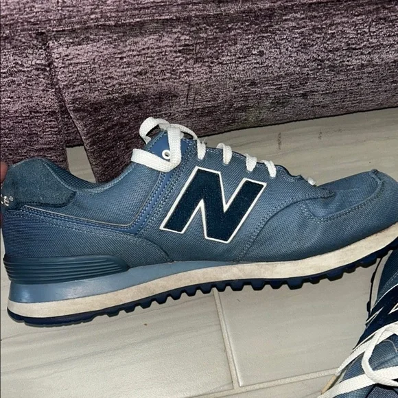 New Balance 574 “Pique Polo”  Blue Sneakers Classic Suede Mesh - Picture 10 of 15